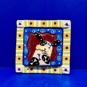 NEW... Artist Dana Simson Handmade Hanging Ceramic Art, c. 2000, 5.75" Sqare